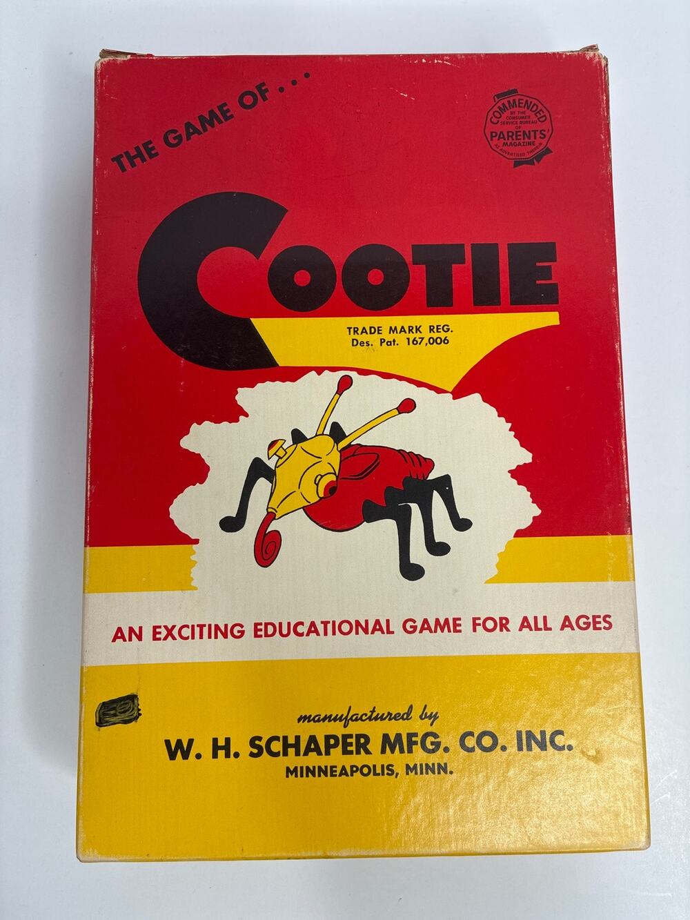 Vintage The Game of Cootie 1949 USA - W.H., Schaper Mfg Complete Insects Bugs